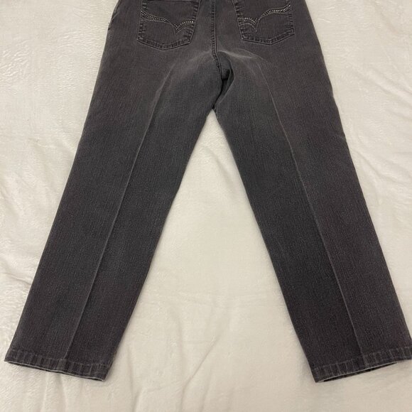 Gloria Vanderbilt Amanda Jeans Women 31x36 Size 12 Black Denim Wide Leg Straight - Picture 6 of 9